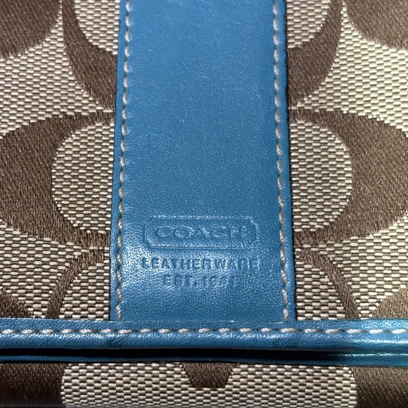 Coach Handbags - Coach Teal and Brown Leatherware Wallet